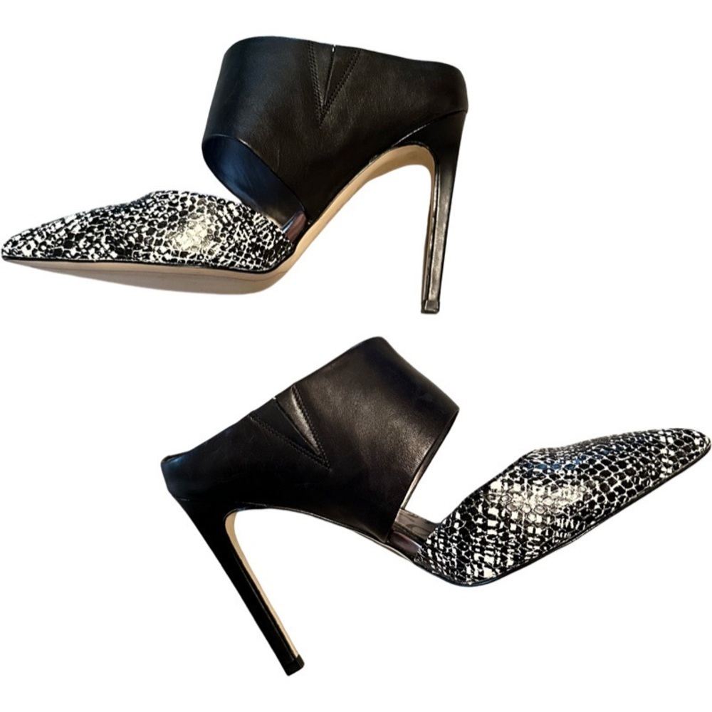 Sam Edelman Black and White Monroe Pointed Toe Stiletto Mules - Picture 6 of 12